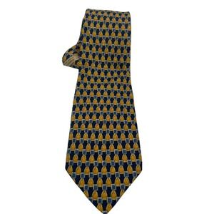 ERMENEGILDO ZEGNA Mens 100 % Silk Tie ITALY Floral Gold/Black 60"x4" (TA16) EUC